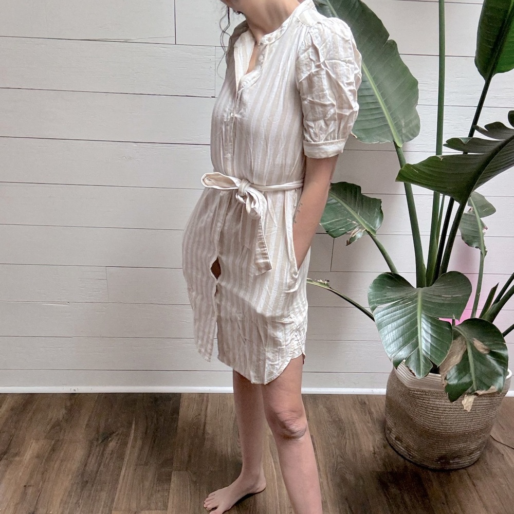 Gap Beige Striped Linen Dress, never been worn (tags off)